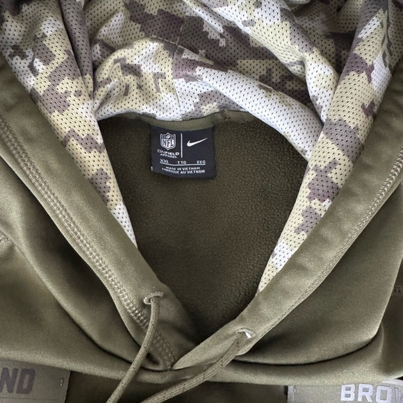 Mens NFL Nike Cleveland Browns Salute to Service Olive Hoodie size XXL - Picture 7 of 8